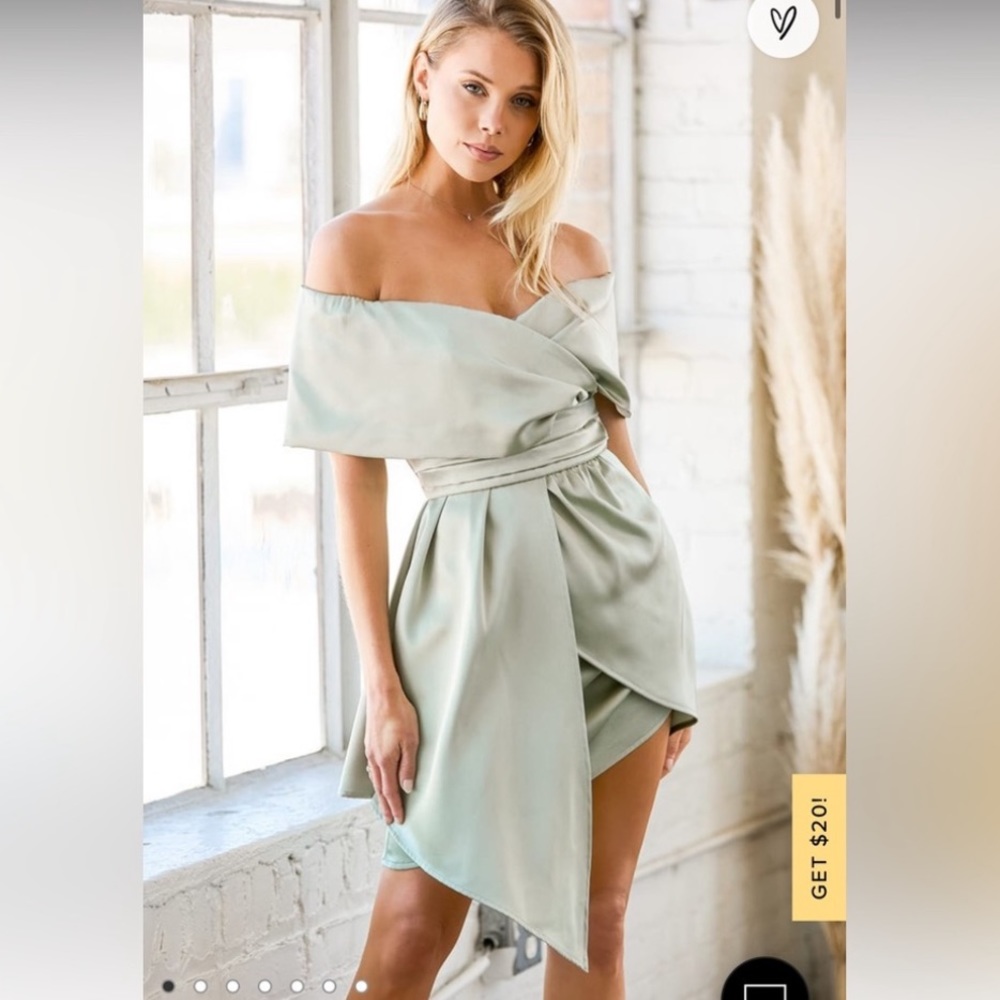 LULUS- sage green satin dress - wore once